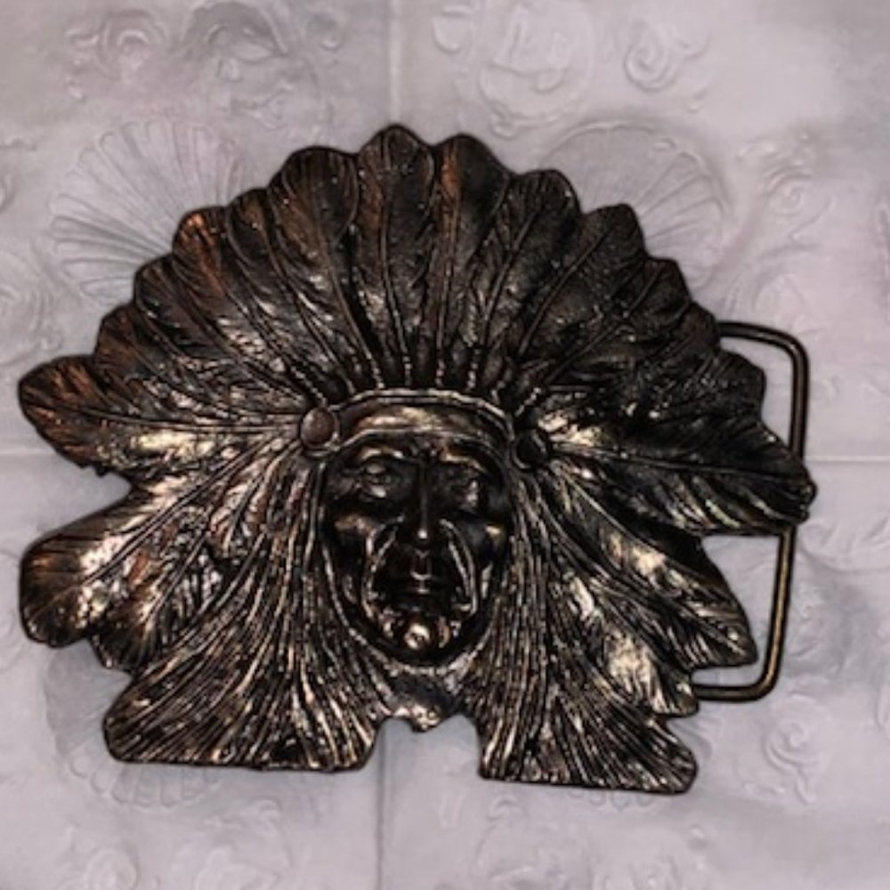 Vintage Indian Chief Belt Buckle 1970's